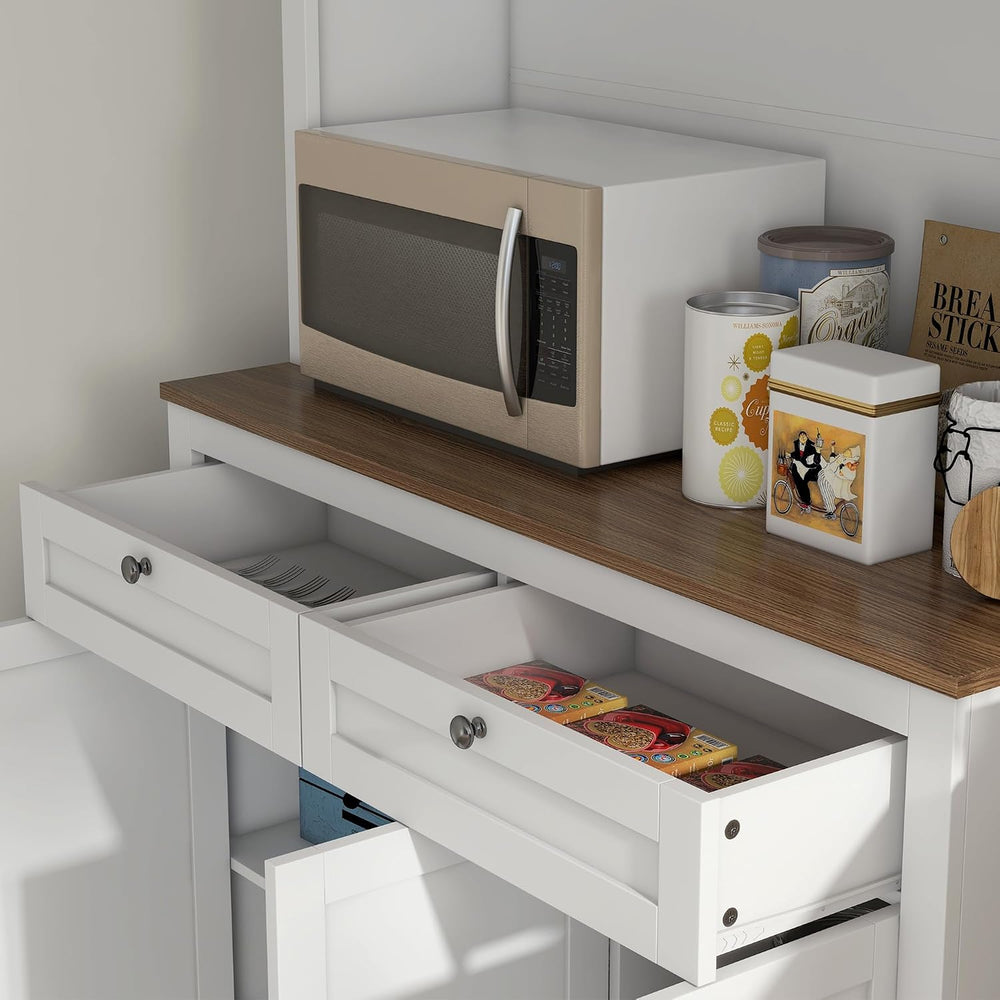 71" Tall Kitchen Pantry, Freestanding Kitchen Hutch Storage Cabinet with...
