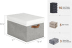 StorageWorks Storage Bins with Lids, Decorative Storage Boxes with Lid and PU Handles, Foldable Storage Baskets for Closet, Shelves, Stackable, Gray and White, Jumbo, 3-Pack