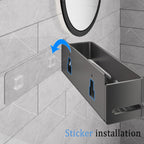 Shower Shelf, 2-Pack, Heavy-Duty Bathroom Storage Shelf, Large Capacity No-Drill Bathroom Organizer, Gray Metal Storage Basket, Adhesive Installation