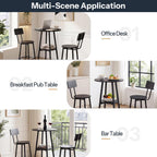 HOOBRO 3 Pieces Round Bar Height Table and Chairs Set, Round Dining Table Set, Pub Table and Chairs for Small Space, 2 Tier Kitchen Table and Bar Stools with Back, Black BB35BT01