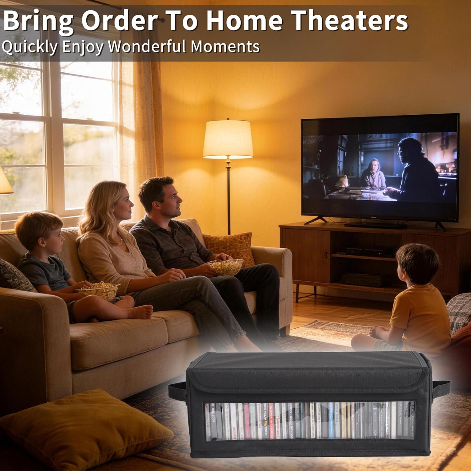 Home CD Storage Box, Tape Cassette Display Stand With Handle, Movie Box, DVD, Optical Disc Rack, Suitable For Living Room And Desktop