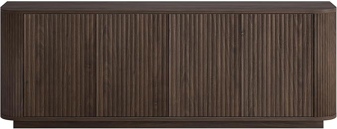 Henn&Hart Fluted TV Stand for TVs up to 75" with 2 Storage Cabinets with an Adjustable Shelf for Living Room, Family Room, or Office, Warm Brown