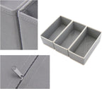 Sock Drawer Organizer 3-Pack Light Gray - Small Storage Bins for Underwear Clothes, Foldable & Removeable Fabric Dividers for Closet