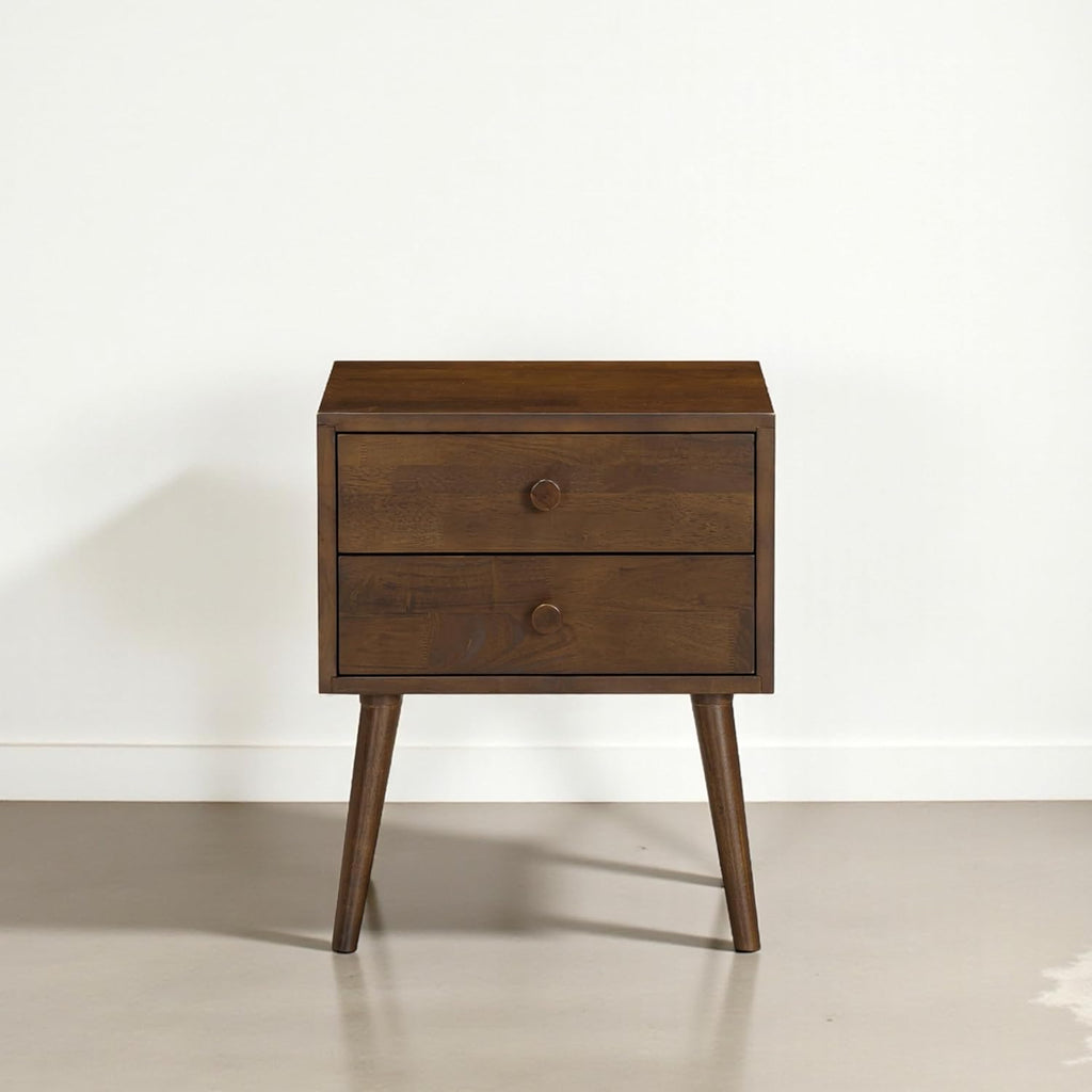 NTC Lux Nightstand with 2 Drawers, Featuring Adaptable Design, 150 lbs Load Capacity, Water-Resistant, Elevate Your Space, Easy Assembly - Dark Walnut