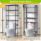 Over-The-Toilet Storage Rack, 4-Tier Bathroom Organizer Shelf Over Toilet with Adjustable Shelf and Basket, Freestanding Space Saver Bathroom Shelves Above Toilet for Room (Black)