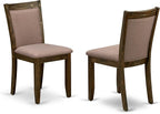 East West Furniture I3MZ5-748 5 Piece Dining Room Table Set Includes a Round Kitchen Table with Pedestal and 4 Coffee Linen Fabric Parson Dining Chairs, 48x48 Inch, Distressed Jacobean