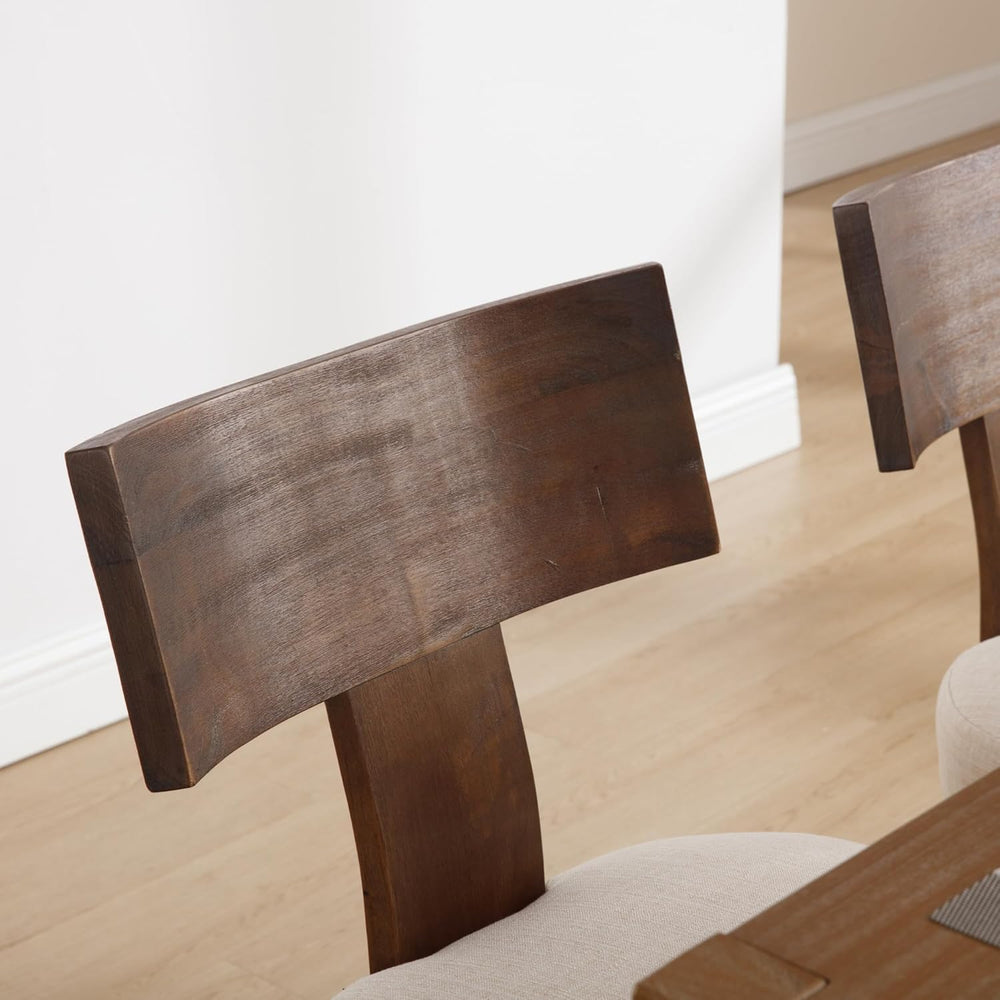 Farmhouse Dining Chairs Set of 4, Upholstered Dark Brown Solid Wooden Chairs ...