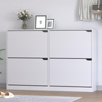 Shoe Cabinet with 4 Flip Drawers, Narrow Hidden Shoe Storage Cabinet, Slim Freestanding Shoe Rack Organizer for Entryway, Hallway, Bedroom, Living Room