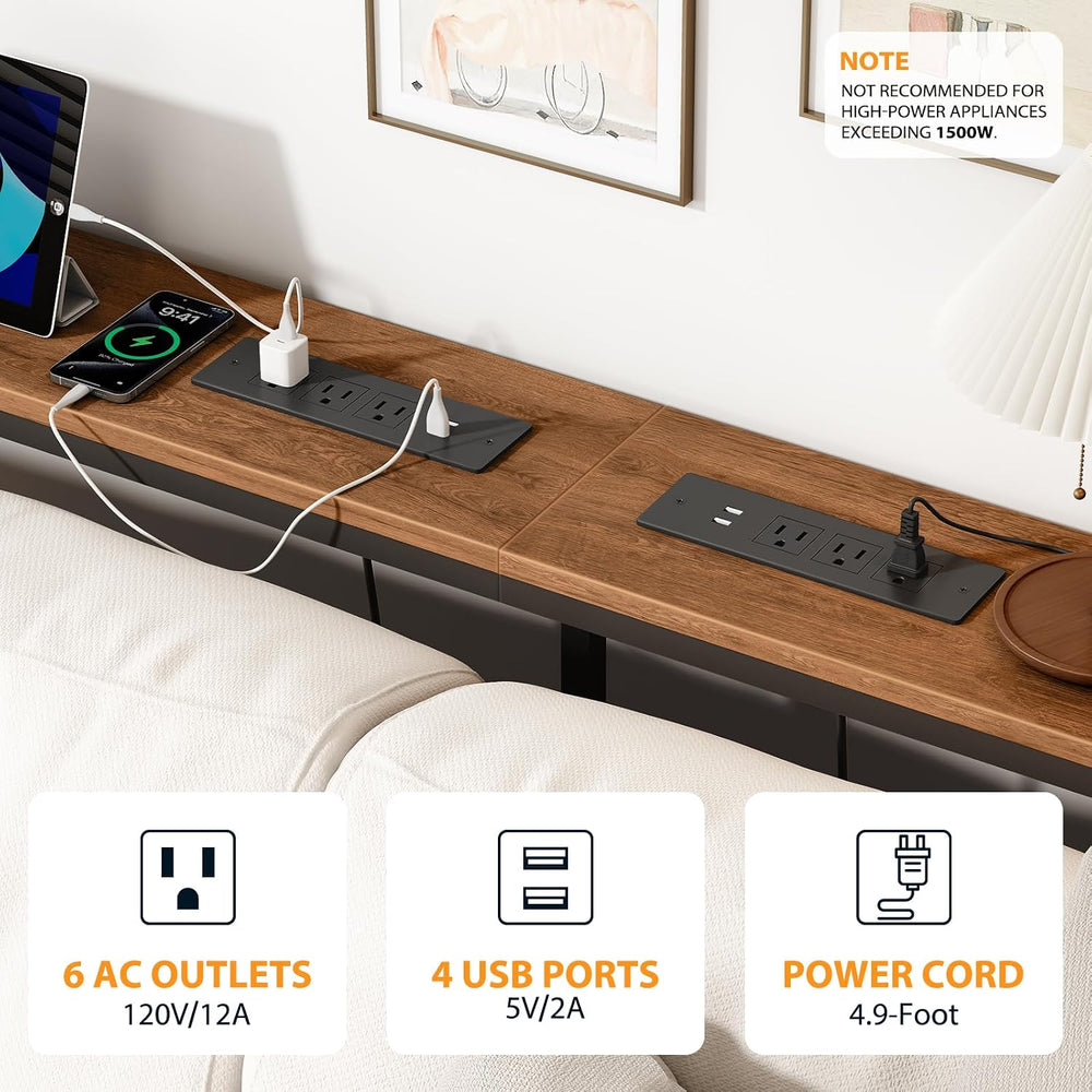 Bathola 71'' Behind Couch Table with 2 Outlets, Sofa Tables Narrow Lo...