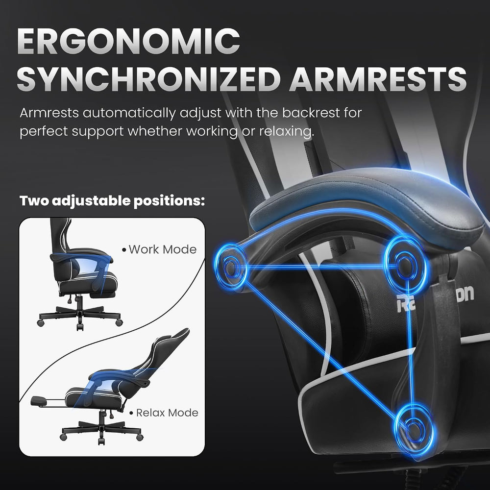 Gaming Chair for Adults Gamer Game Ergonomic PC Chair, 7-Point Support | Pock...