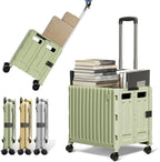 Heavy Duty Rolling Cart for Stairs：Collapsible Utility Crate with Wheels & Handle Foldable Tote Box for Toolbox Trade Show Supplies Teachers TODAYGO Mobile Storage Cart with Lid