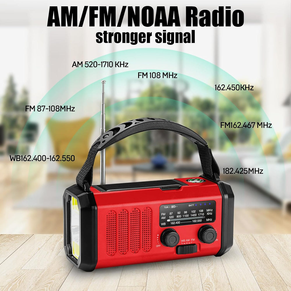 10000mAh Emergency Crank Radio, NOAA/AM/FM Weather Radio, Type-C Charge,Solar...