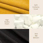 N&V Large Crescent Bean Bag Chair, Adult Size Bean Bag Sack, Foam Filling, Soft Premium Corduroy Bean Bag for Living Room Bedroom Dorm and Office (Black)