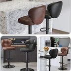 Reception Chair, Home Office Desk Chair, Adjustable Swivel Barstools, Metal Bar Stools, for Lobby, Training Room, Meeting Room(Black Chassis,Browns)