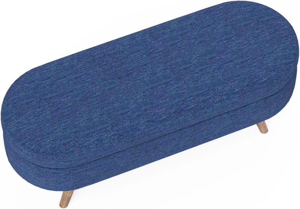 Oval Storage Ottoman Bench with Hidden Storage and Foam Padded Seat, Upholste...
