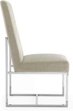 Manhattan Comfort Element Modern Velvet Dining Chairs, High Density Foam, Chrome Finish Stainless Steel Frame, High-Back, Fully Assembled Industrial Chic Accent Furniture, Set of 2, Champagne