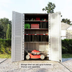 Kinying Outdoor Storage Cabinet, Vertical Storage Shed Perfect to Store Patio Furniture, Garden Tools Accessories,Bike,Beach Chairs and Lawn Mower, 4x2.5 Feet off-white-02B