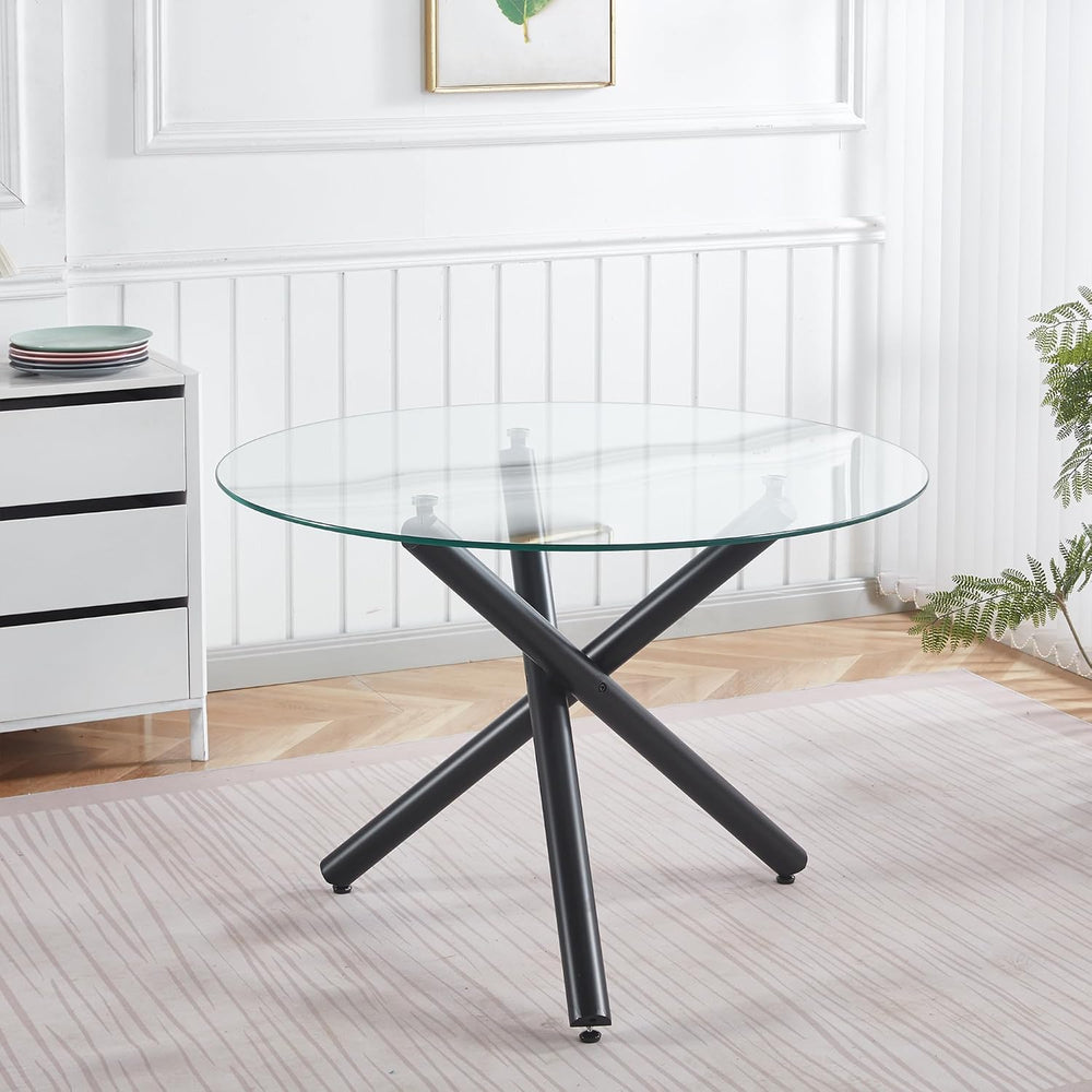 Modern Dining Room Table for 4 People, 36" Round Dining Table with Black...