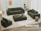 Modern Single Boneless Sofa Couches for Living Room - 39" Cloud Couch - Easy Assembly, Cozy Corduroy Convertible Full Sponge Compression Sofas for House, Apartment(Green)
