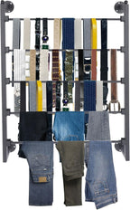 5 Tiers Display Tie & Scarf Rack, Wall Mounted Ribbon Rack Organizer Holder for Wrapping Paper Scarf Tie Belt Towel Pants, Scarves Hijab Stand for Retail Store,Home,Craft Room,Florist, Bedroom