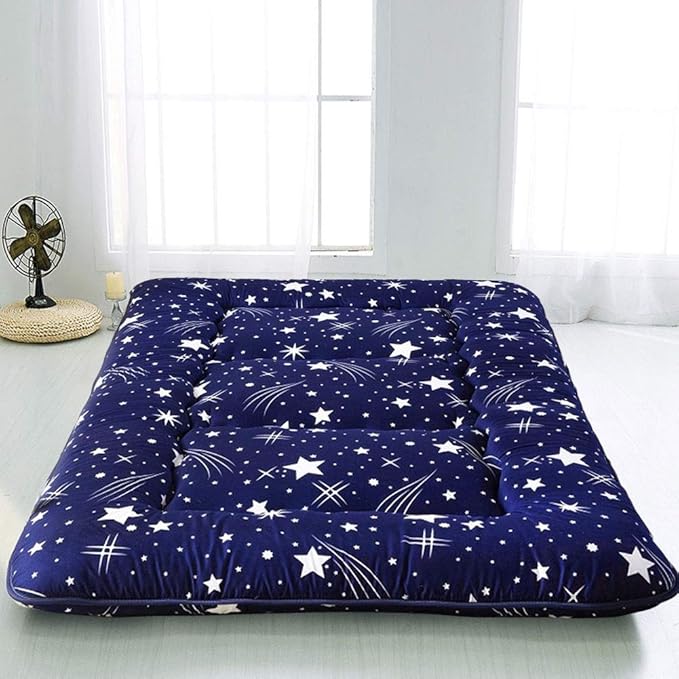 MAXYOYO Japanese Floor Mattress Futon Mattress, 4" Thicken Tatami Mat Sleeping Pad Foldable Roll Up Mat Boys Girls Dormitory Pad Kids Floor Lounger Pillow Bed, Charcoal Grey, Queen Size