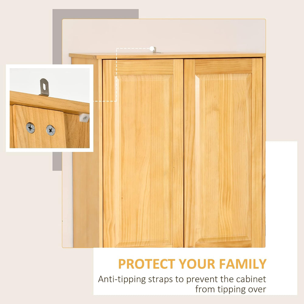 67" Kitchen Pantry Cabinet, Pinewood Storage Cabinet with 2 Door & A...