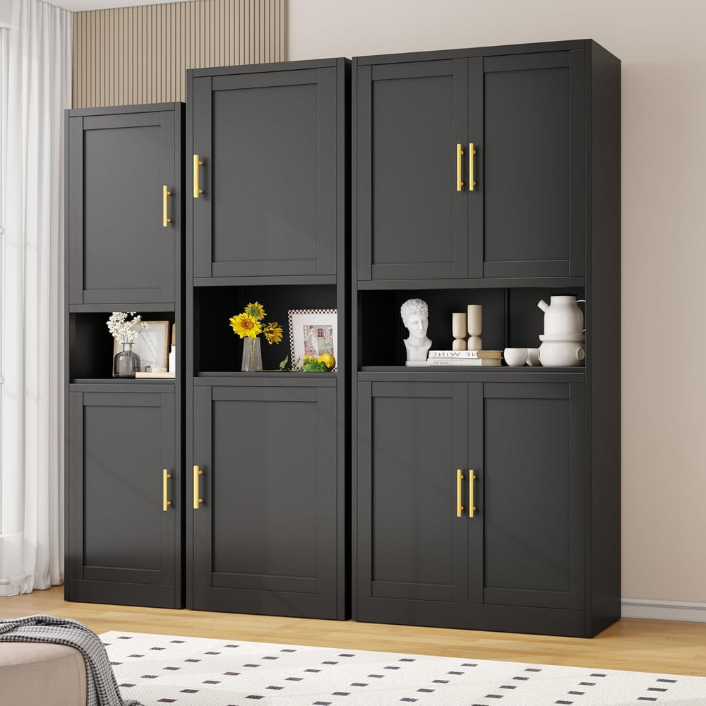 Tall Metal Narrow Bathroom Storage Cabinet 67" H, Tall Black Pantry Cabi...