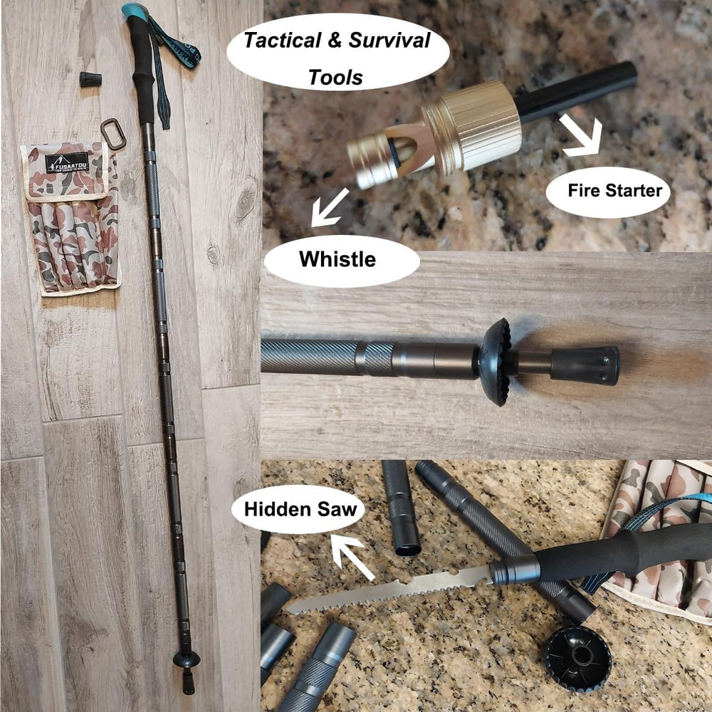 [1 PC Single Stick] Multitool Tactical Hiking Pole for Men Durable Aluminum