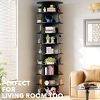 SpaceAid 9 Tier Rotating Shoe Rack Tower, Spinning Shoe Display Lazy Susan, Revolving 360 Shoe Rack Storage Round Carousel, Vertical Handbag Rotate Shoes Closet Organization (9-Tier Black)