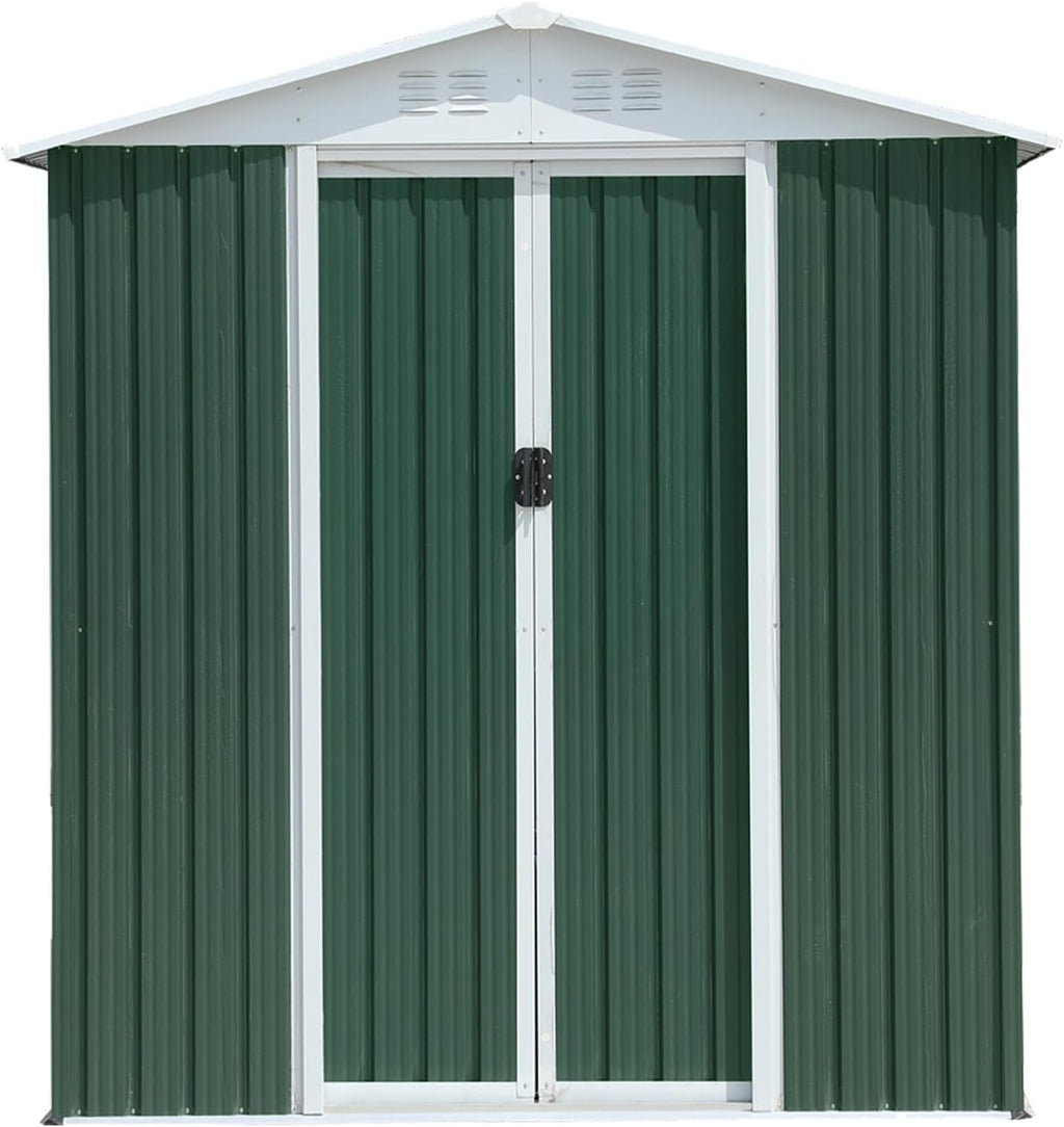Ball & Cast 6x4FT Outdoor Storage Shed with Punched Vents,Heavy Duty Metal Sheds with Lockable Doors,Waterproof Tool Sheds for Garden,Backyard,Lawn,Easy to Assemble,Green