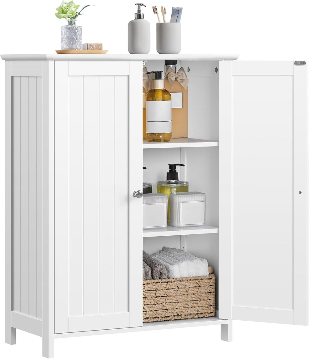 Yaheetech Small Bathroom Storage Cabinet for Towels with 2 Doors, White