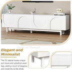 Merax 78" Modern TV Stand with Arch Cabinets, Solid Wood Legs & Adjustable Shelves | Entertainment Center with Cable Management for Living Room, White