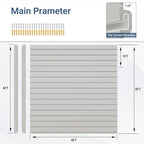 Slatwall Panel 4 FT x 4 FT, Interlocking Slat Wall Paneling, Wall Mounted PVC Wallpanel, Suitable for Garage Storage and Organizer, Slatwall Board, Shelves - Grey