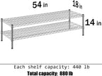 18" Deep x 54" Wide x 14" Height Wire Shelving Kit | 2-Tier | NSF Commercial Storage Rack Unit