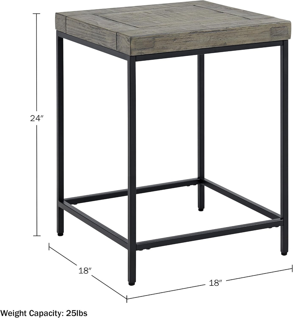 Alaterre Furniture End Table - Industrial Modern Side Table with Wood Top and...