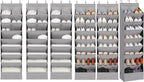 6 Pack Shoe Organizer with 6 Extra Large Pockets and 4 Large Pocket, Over the Door Sturdy Closet Storage Rack, Hanging Shoe Organizer for Shoes, Sneakers, Grey