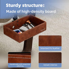 PU Leather Under Desk Drawer Organizer, 360° Rotating Clamp for Stationery, Remote Control, Phone & Pencil Storage, Computer Desk Accessories (Brown)