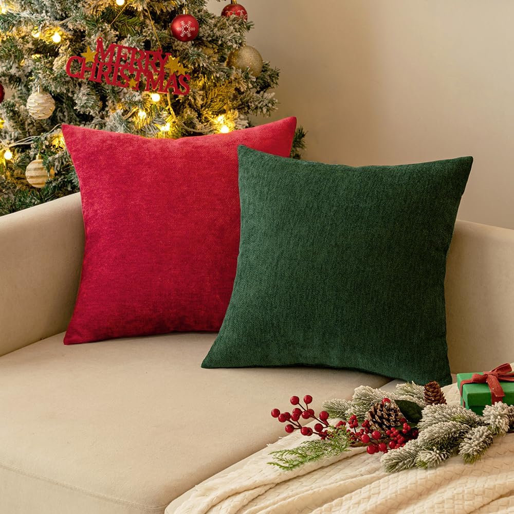 MIULEE Pack of 2 Red Decorative Christmas Pillow Covers 22x22 Inch