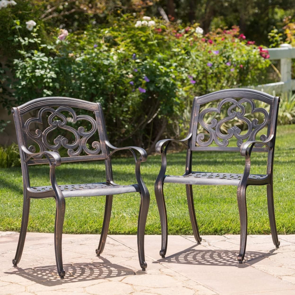 Christopher Knight Home Austin Outdoor Cast Aluminum Dining Chairs, 2-Pcs Set...