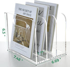Clear Acrylic Organizers - 3 Vertical Compartments Acrylic Folder Organizer & File Organizer, Desk Document Storage Bins for Magazines, Binders - Multipurpose Home Office Desk Organizer
