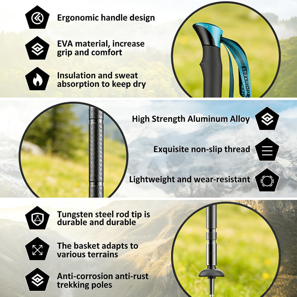 [1 PC Single Stick] Multitool Tactical Hiking Pole for Men Durable Aluminum