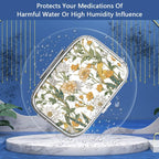 2 Compartment Pill Box, Portable for Pocket or Handbag, Decorative Metal Pill Box, Vitamin Organizer, Unique Gift (1 Piece, 39-Flowers Pinck)