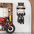 Motorcycle Helmet Holder Wall Mounted, Helmet Rack Wall Mount with Helmet Rack, 4 Glove Chips and 4 hooks, Rustic Helmets Holder and Motorcycle Helmets Racks for Most of Helmet and Clothes
