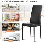 ERGOMASTER Dining Chairs Set of 4 Black PVC Dining Room Modern Soft Leather Padded Living Room Side Chairs with Sturdy Metal Legs & Non-Slip Feet Pads