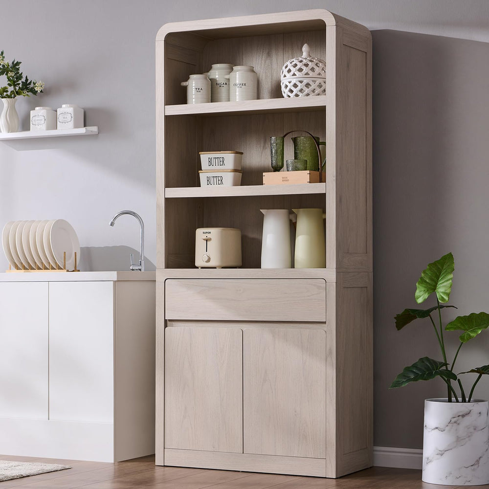 72" Tall Kitchen Pantry Cabinet, Wood Pantry Storage Cabinet w/Drawer, H...