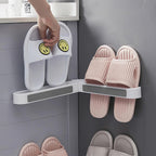 1PCS 53 * 5.5cm Foldable Wall Mounted Above The Door Shoe Organizer Rack Slipper Holder Storage Shelf For Entryway And Household Use(White)