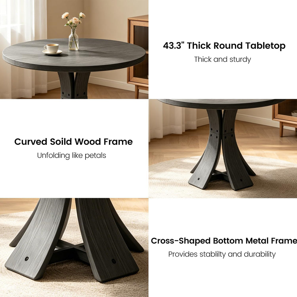 43.3" Round Dining Table for 4-6 People, Farmhouse Kitchen Table for 4-6...