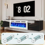 MXV 70'' Floating TV Stand, Modern Media Entertainment Center with 36" Electric Fireplace, TV Console Cabinet Wall Mounted, Adjustable 12-Color LED Lights, for Living Room, Black + White