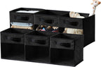 DECOMOMO Storage Bins, Cube Storage Bin with Window | 11" Cube, 6 Pack, Fabric Storage Cubes for Shelves (Black)