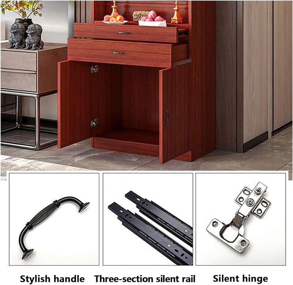Meditation Altar Table with Storage – 31.5in Red Buddhist Shrine for Prayer &...